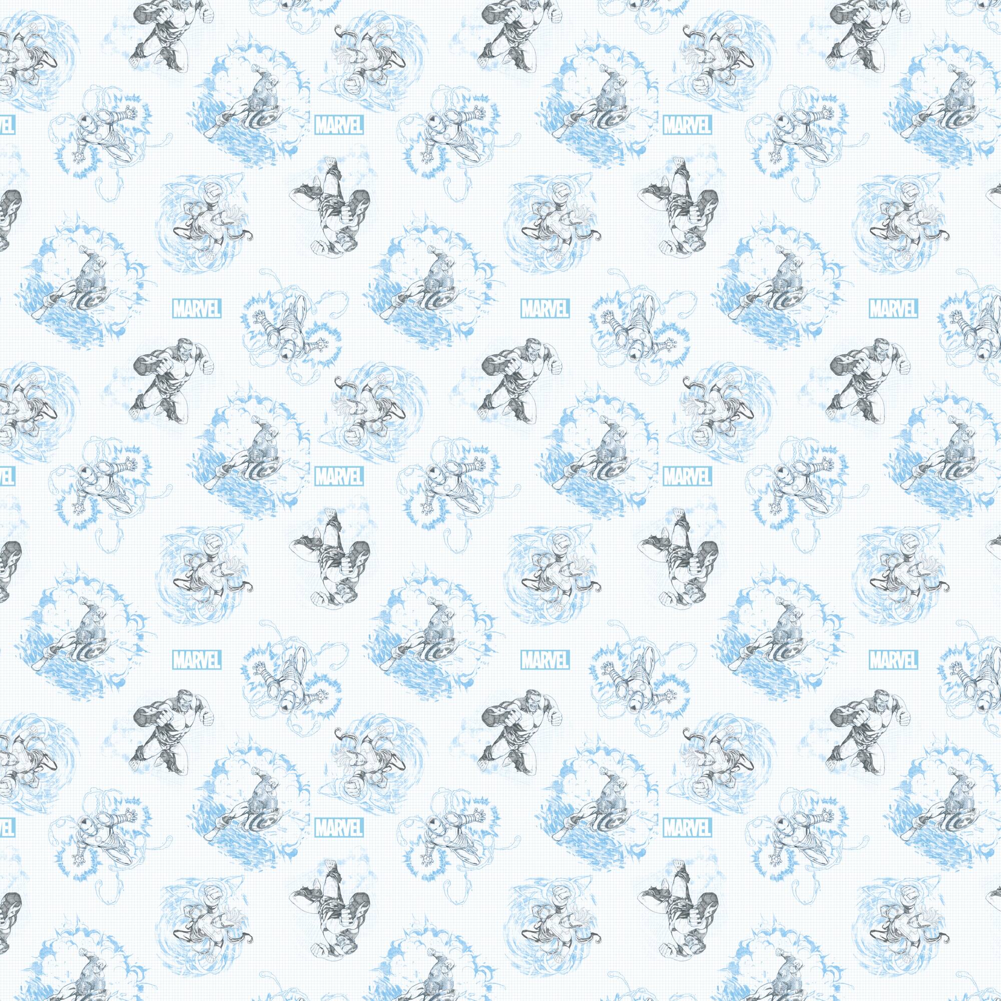 Marvel® Hulk Blue Sketch Cotton Fabric
